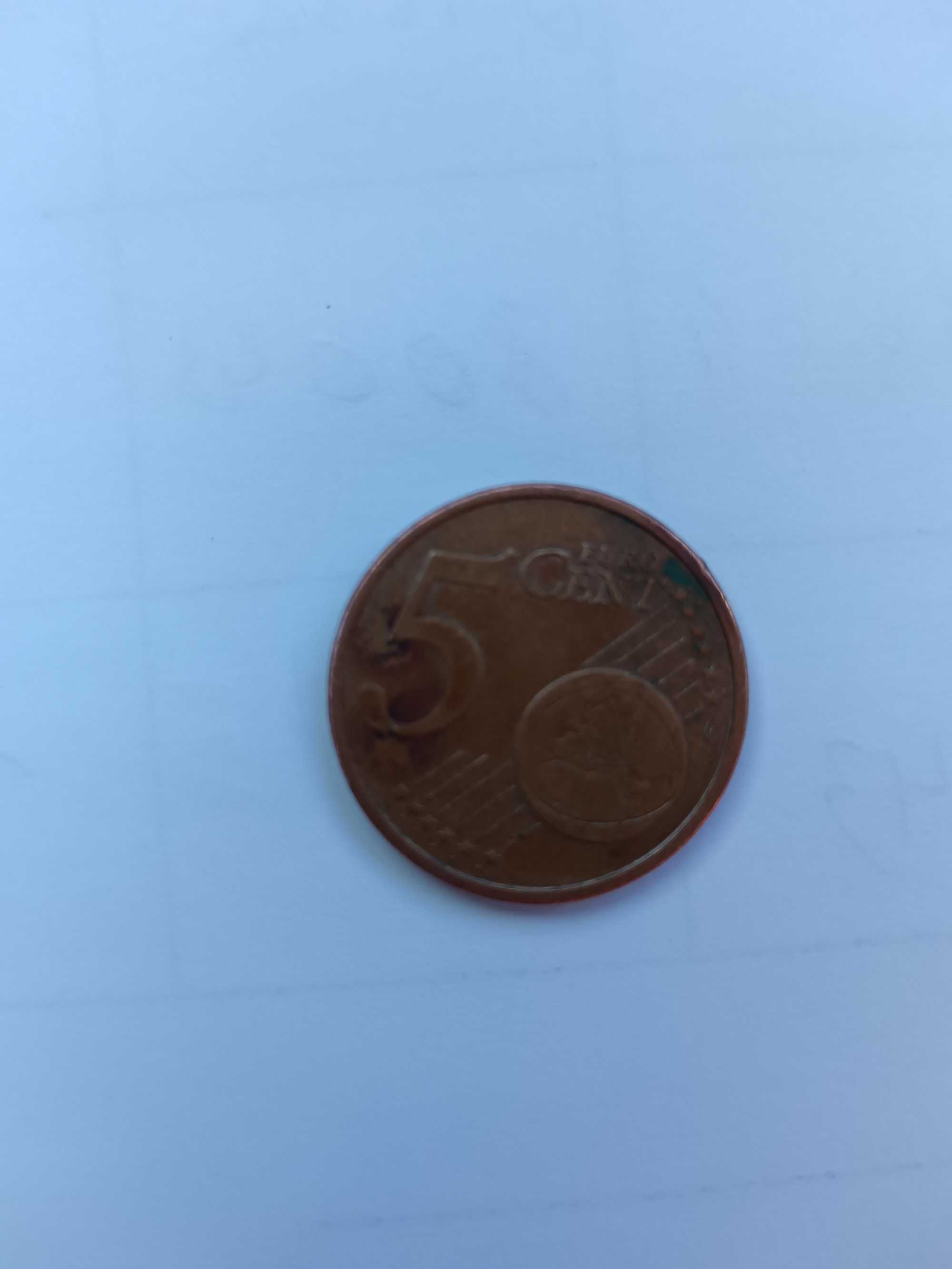 Moeda de 5 cêntimos com defeito