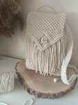 Plecak boho  biało złoty handmade rękodzieło makrama
