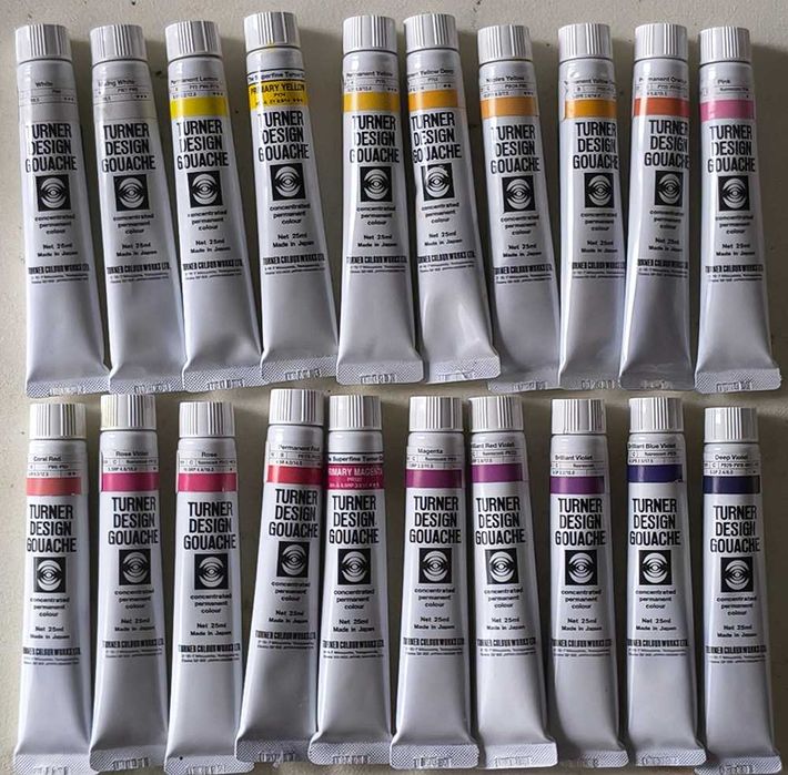 Gwasze japońskie Turner 57 sztuk po 25 ml. - pełen komplet!