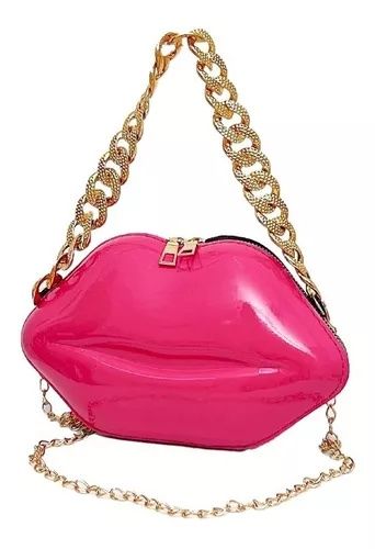Губи рожеві Pink сумка крос боді для телефону. Каркасна лакова НОВА