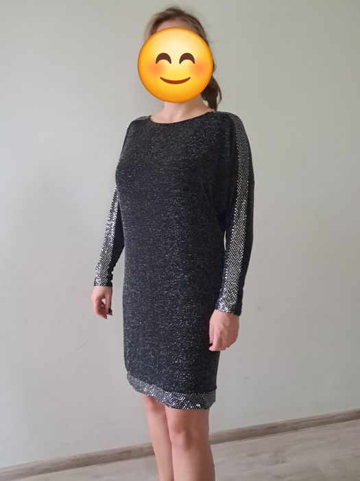 Mini sukienka błyszcząca nitka cekiny mieniaca sie XL 42