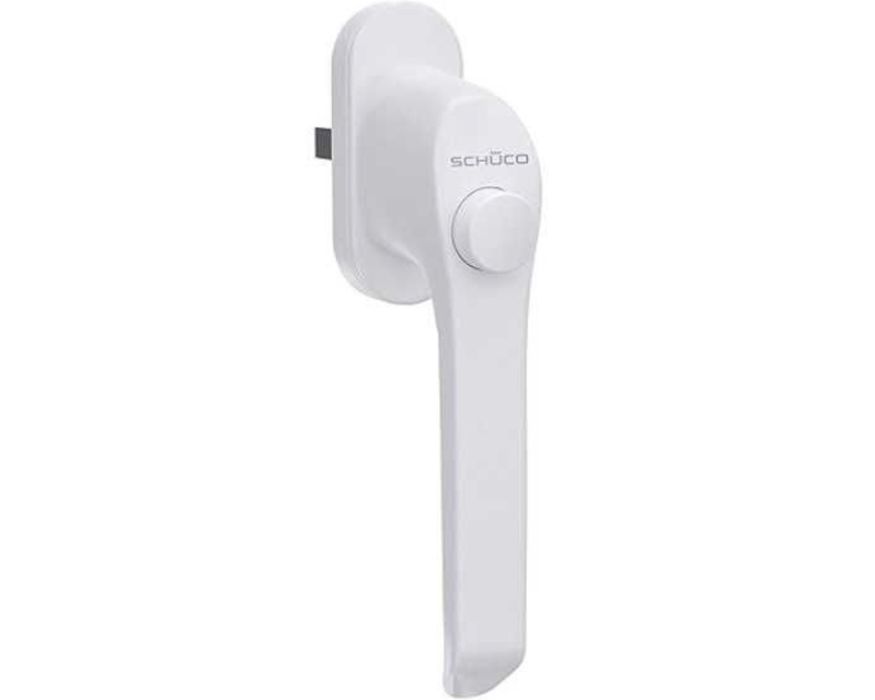Schüco klamka okienna z przyciskiem, biała