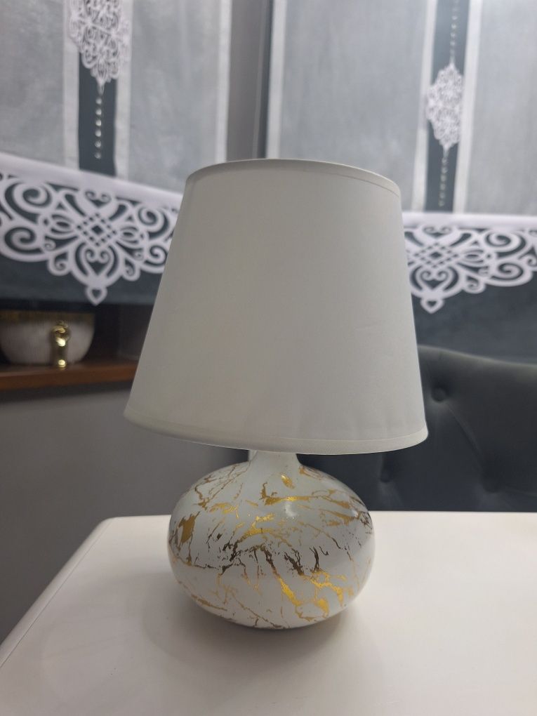 Lampka biało złota glamour home & you marmurek i