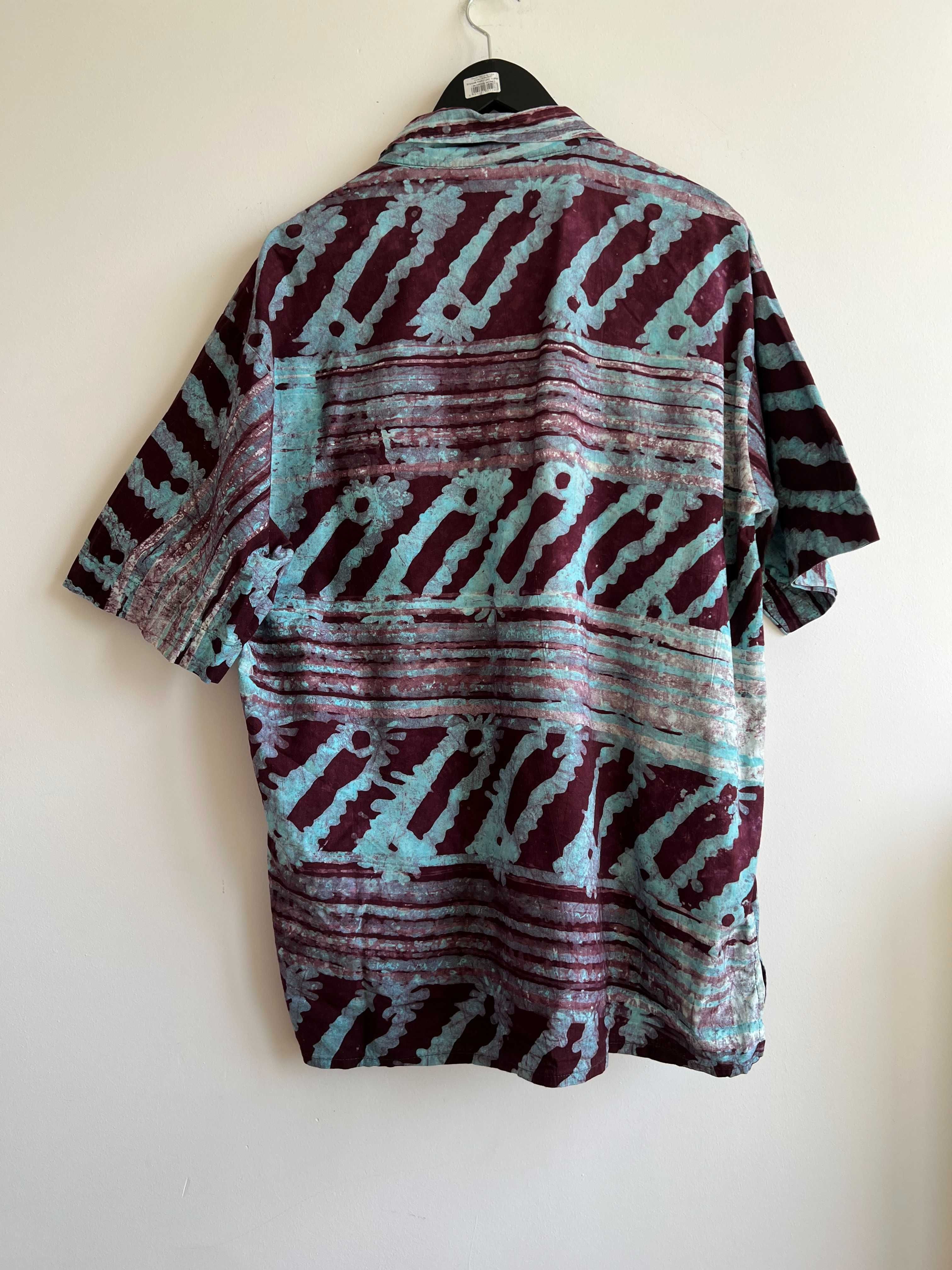 Boho etno koszula męska letnia bawełna woskowana afrykańska wzory XL