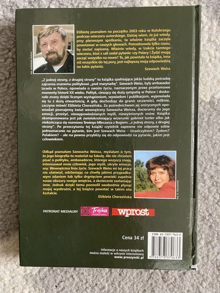 Szewach Weiss, Elżbieta Cherezińska Z jednej strony, z drugiej strony