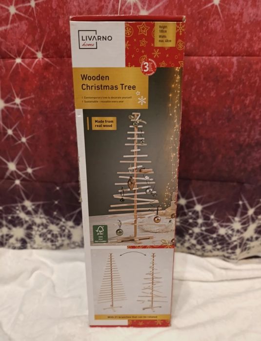 Livarno Home – drewniana choinka 100 cm, 21 obrotowych gałązek