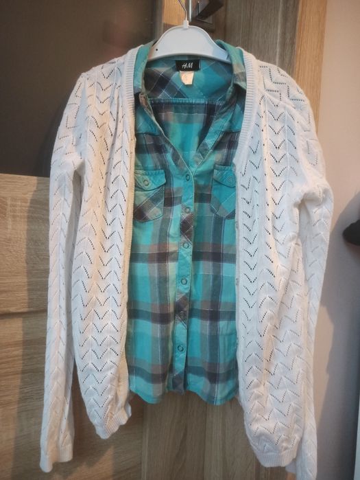 Koszula i sweterek dziewczynka 134