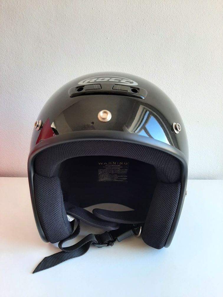 Capacete jet "ROCC" Preto brilhante tamanho M