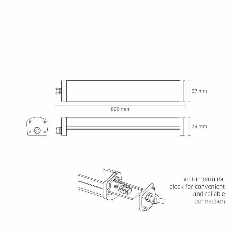 Oprawa liniowa hermetyczna LED Videx 24W/48W 4000K IP65 60cm/120cm