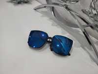 Okulary lustrzanki Nowe niebieskie dior czarne