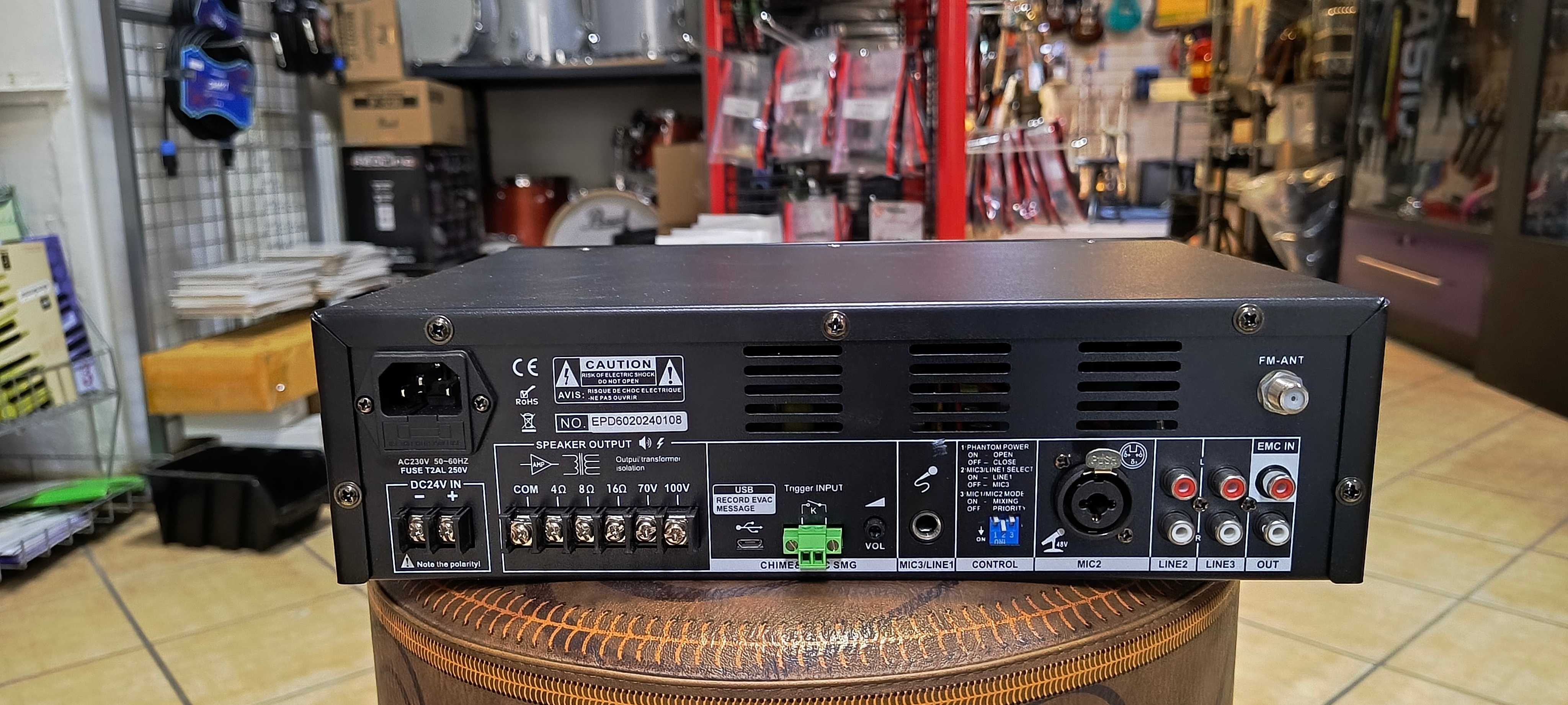 Wzmacniacz 100V Radiowęzeł Mikser NSP NPA-60 Sprawny Nieużywany Pilot