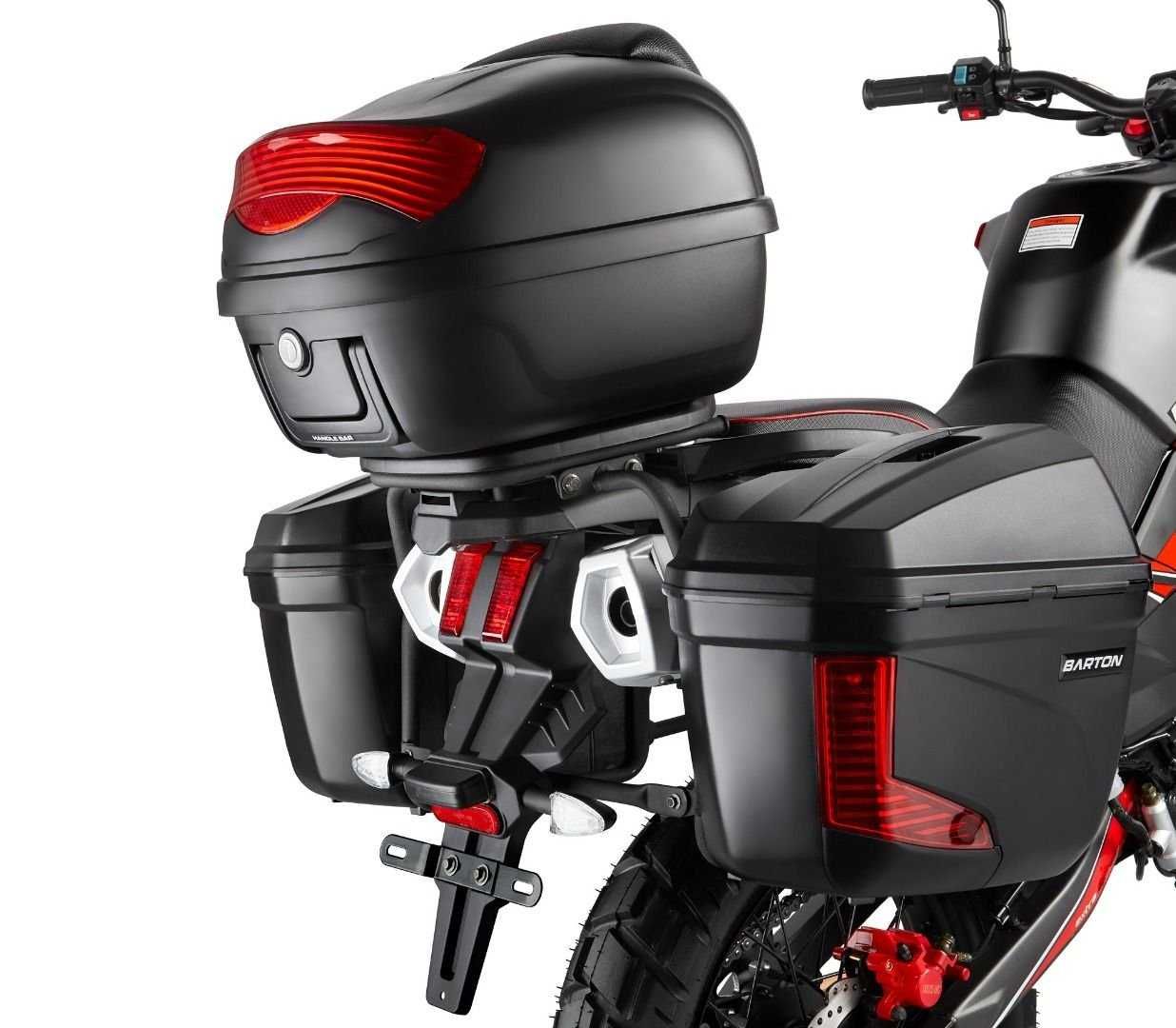 Motocykl Barton Hyper 125 czerwony enduro szosa 3 kufry promocja