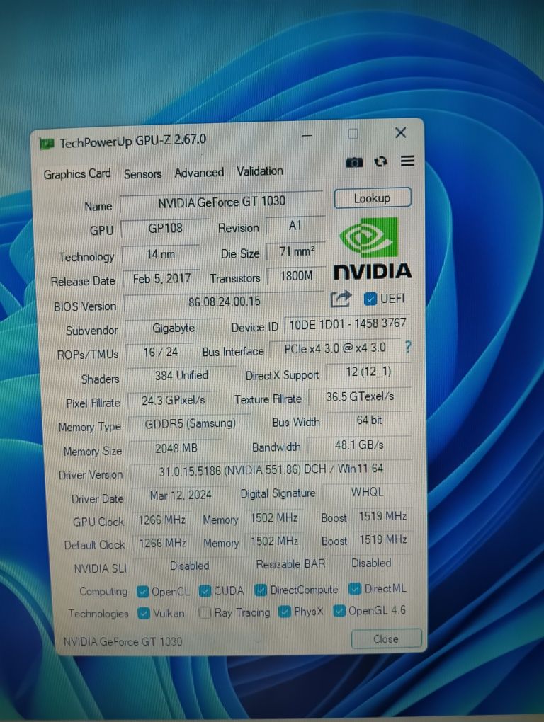 GT 1030 GDDR5 2GB — протестована, робоча