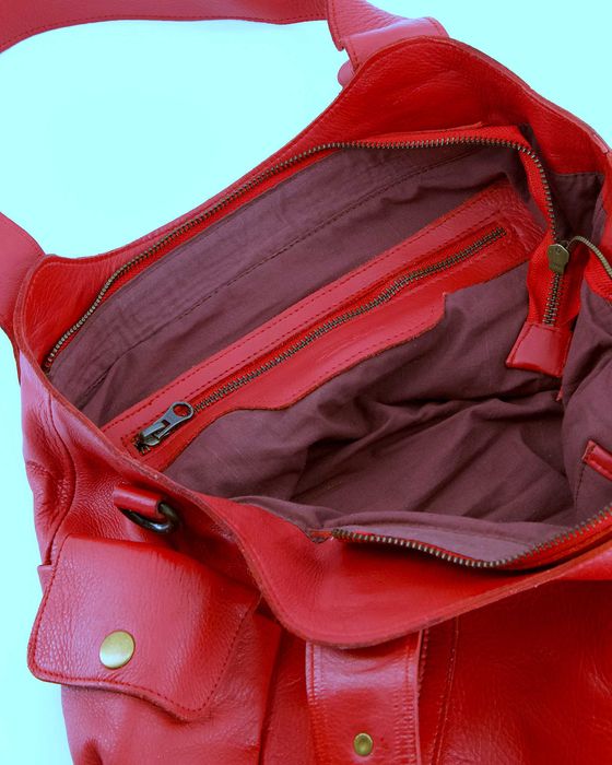 Skórzana torebka VENEZIA czerwona