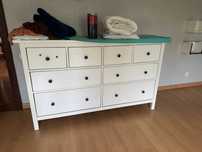 IKEA HEMNES Komoda, 8 szuflad, biała bejca, 160x96 cm