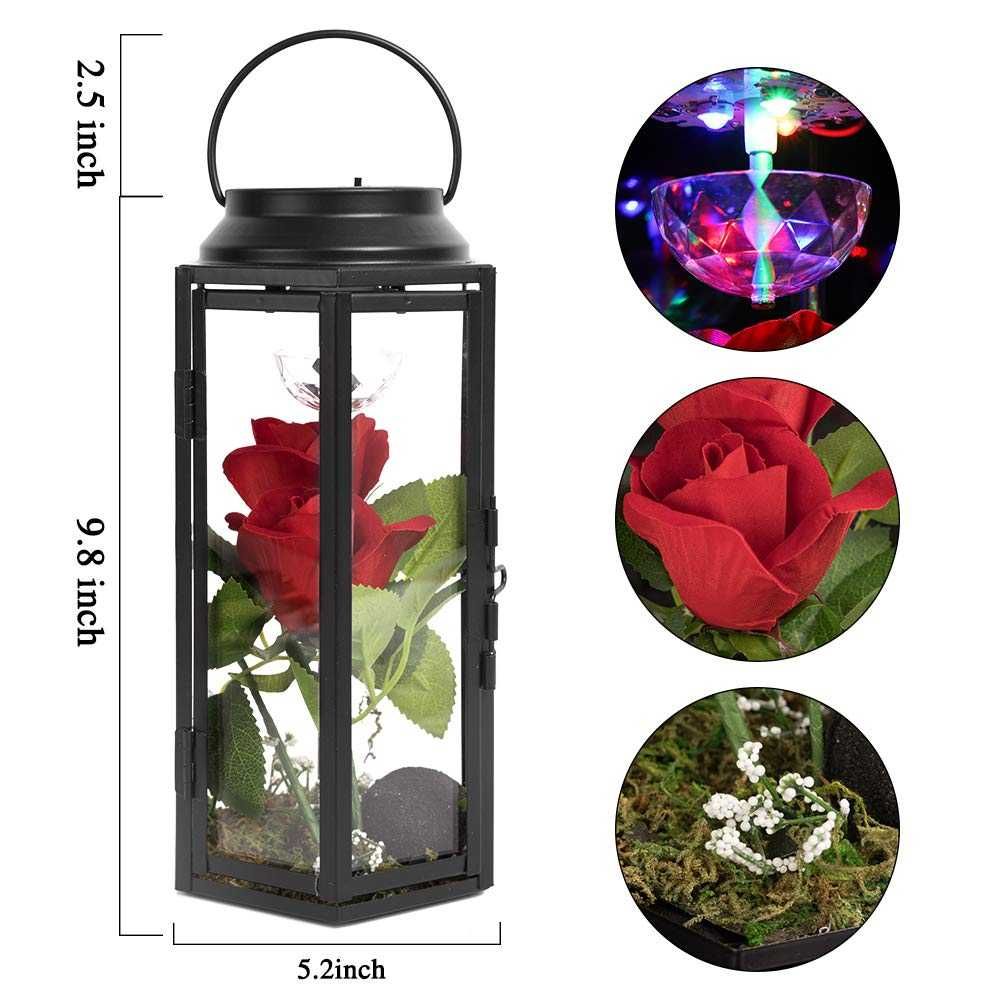 Подвесной Led RGB фонарь светильник с искусственными розами