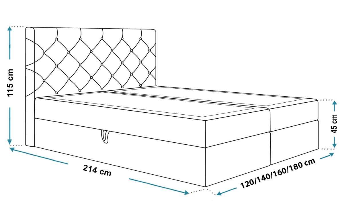Łóżko kontynentalne BOX VII 140 × 200 duży wybór tkanin