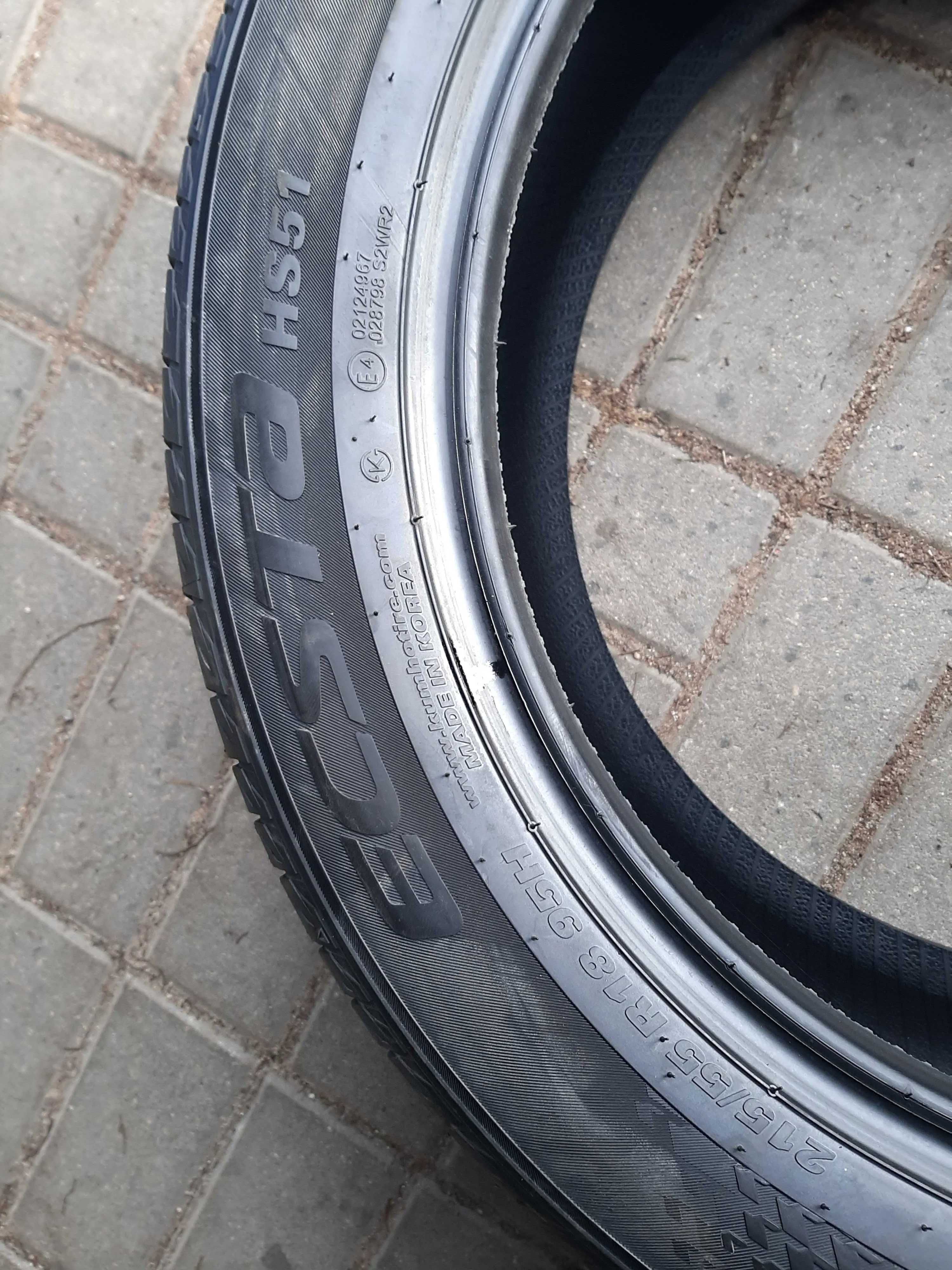 4x Opony letnie 215/55R18 Kumho Ecsta HS51 / 2021r / Jak Nowe / Demo