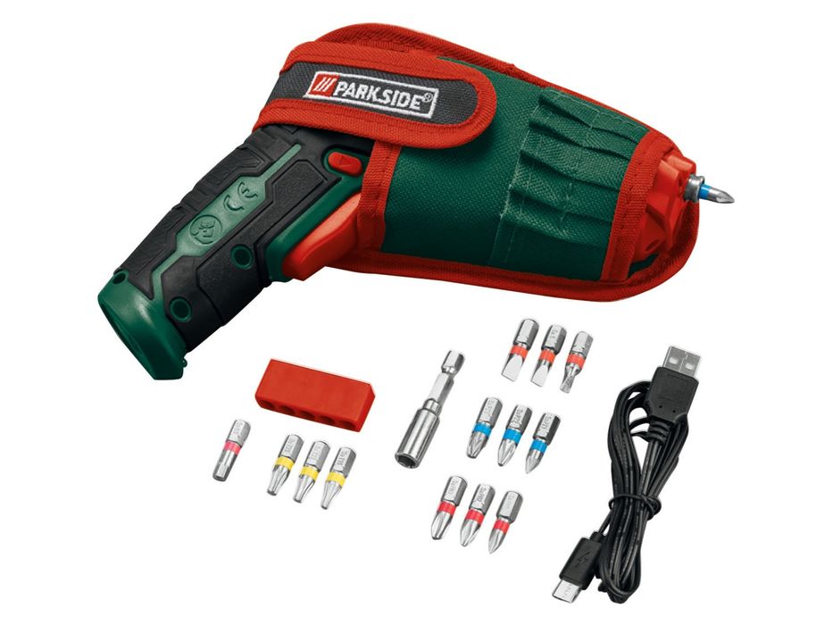 Акумуляторна викрутка PARKSIDE 4V Rapidfire 2.2 зі змінними насадками