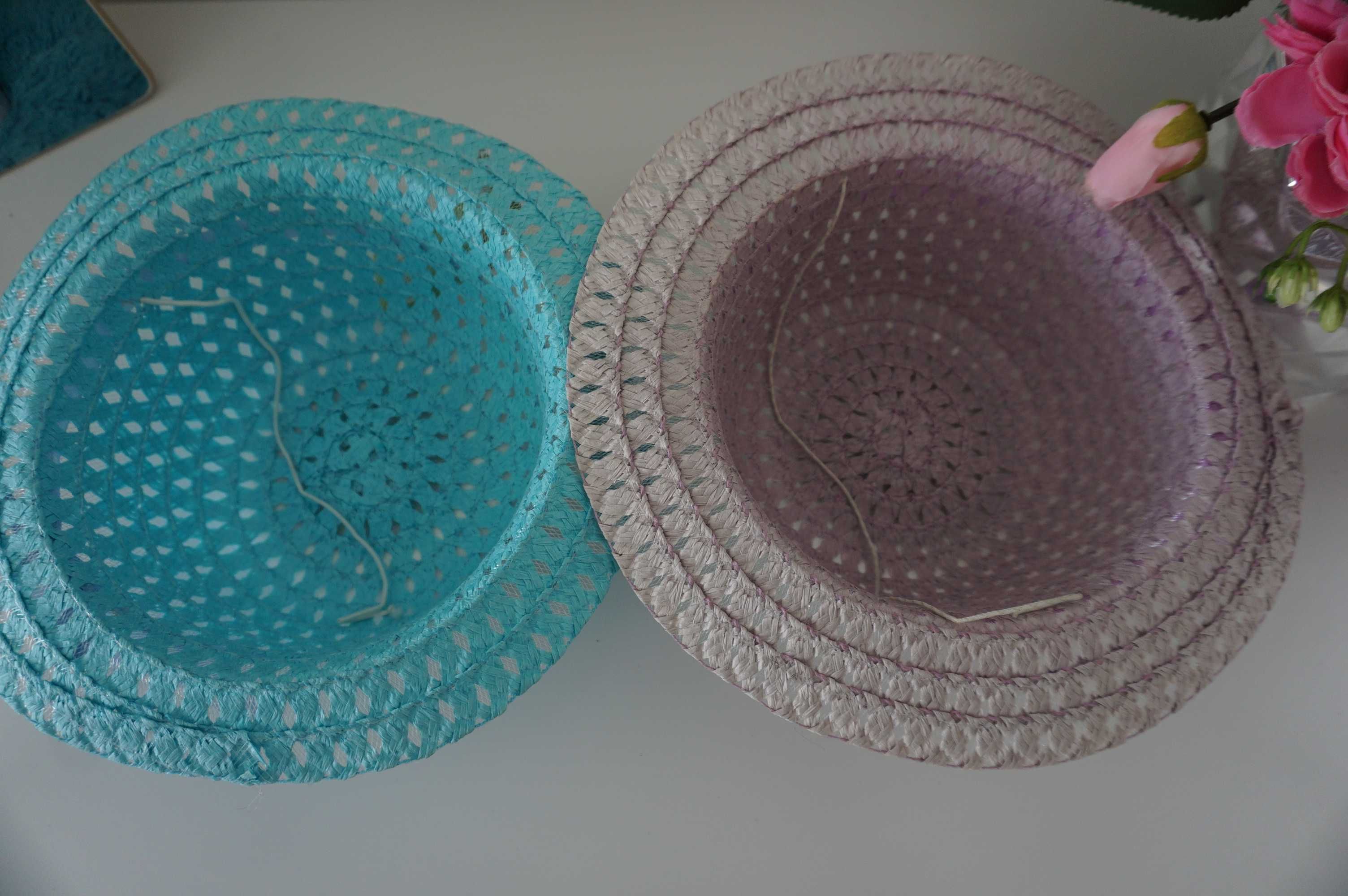 2 szt. Nowe z metką~ 2 szt. kapelusze przeciwsłoneczne~ pleciony 51 cm