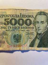 Banknot 5000 zł Fryderyk Chopin 1982 r POLSKA RZECZPOSLPOLITA LIDOWA