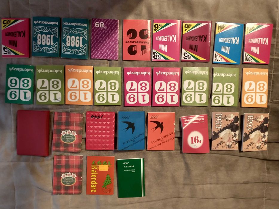 Kalendarze z ściankami/uchwytami, kieszonkowe małe PRL