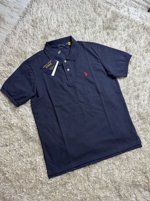 Темно-синя футболка-поло Polo Ralph Lauren з червоним логотипом