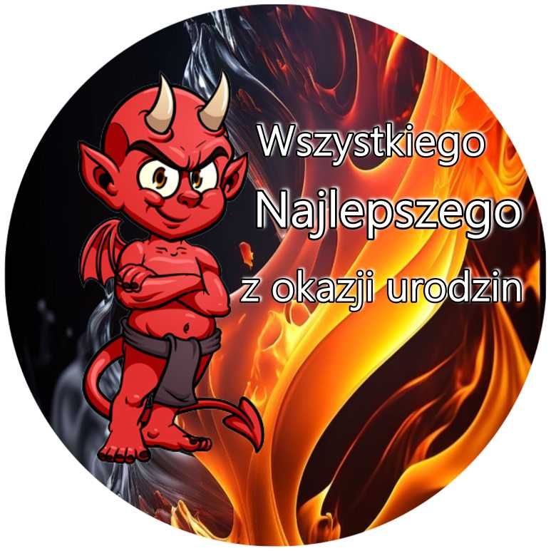 Opłatek na tort Urodziny Męski Diabelnie Przystojny