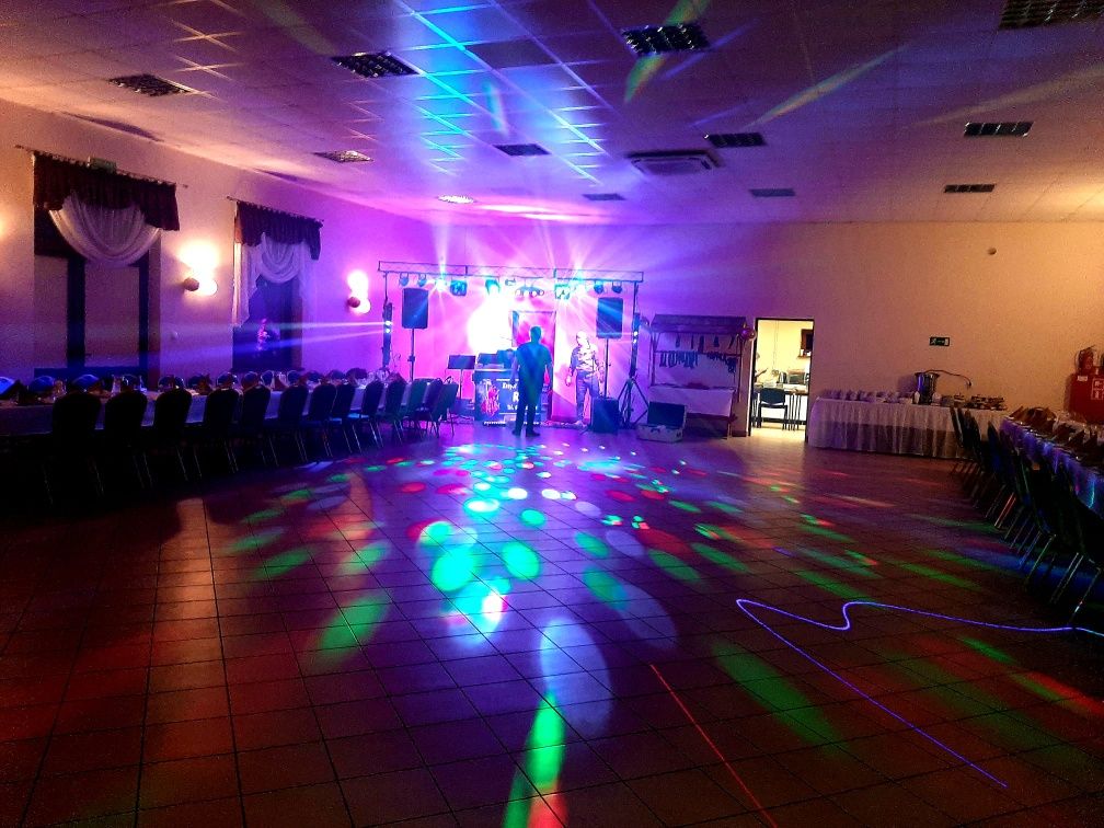Zestaw oświetlenia ma impreze wytwornica dymu stroboskop kolorofon dj