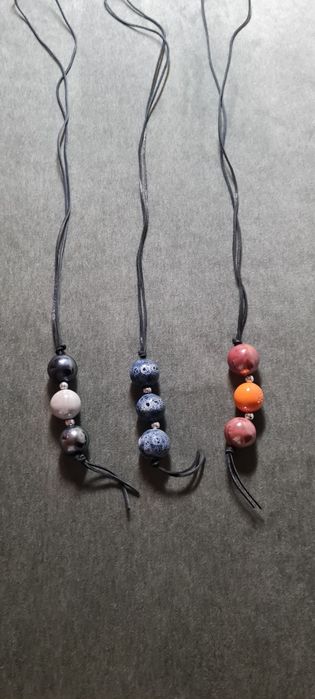 Korale, zawieszka, ,ceramika, kulki.
