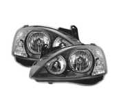 FARÓIS FRONTAIS ANGEL EYES PARA OPEL CORSA C 00-06 FUNDO PRETO H7-H7