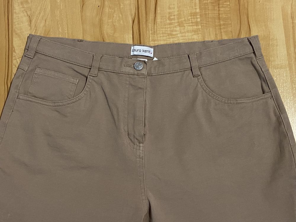 Laura Kent roz 48 4XL damskie spodnie jeansowe dżinsowe beżowe brązowe