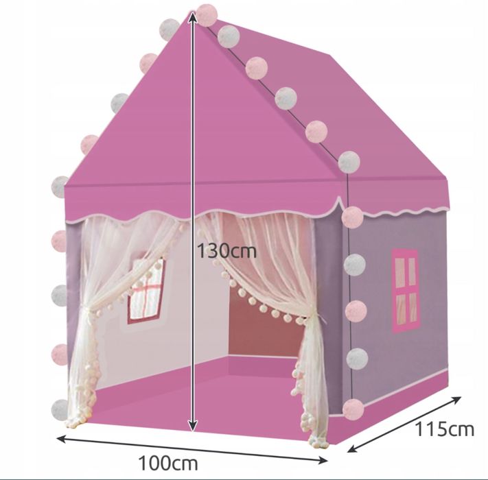 Namiot Domek Zamek z Oświetleniem Lampki Ogrodowy Domowy dla Dzieci