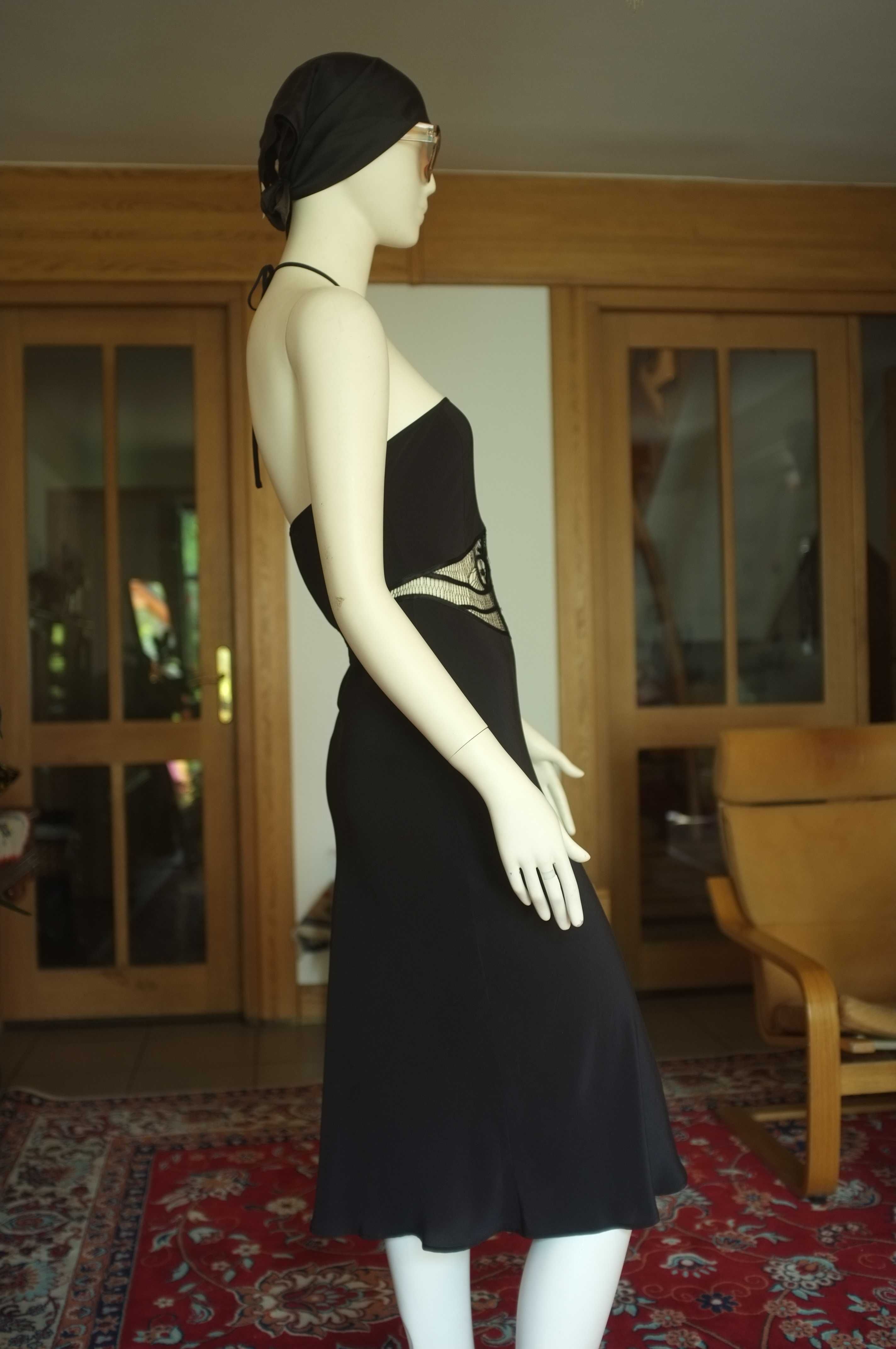jedwabna elegancka sukienka H&M wiązana halter subversive boho