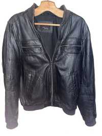 Zara unisex black real leather jacker coat