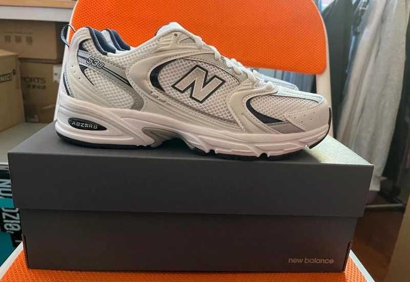 New Balance 530 Retro White Silver Navy Running Shoes R.36