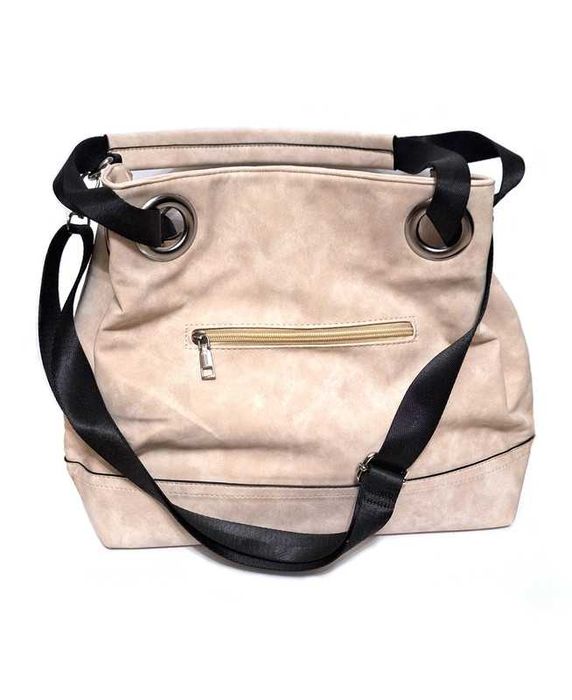 F/B Klasyczna Torebka Damska beżowa listonoszka worek NOWA