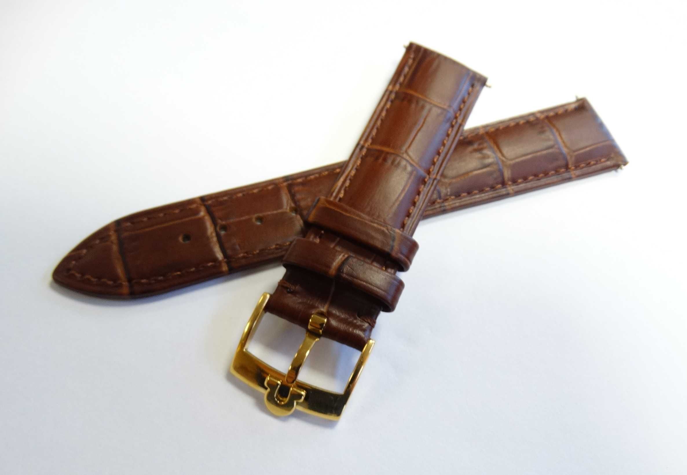 Skórzany pasek do zegarka Omega 18m 20mm kroko czarny brązowy klamra