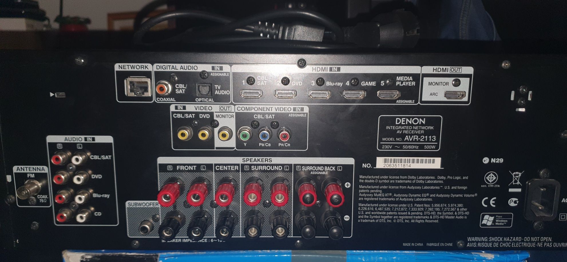 Amplituner Denon AVR-2113 7x125W 7xHdmi Network USB skalowanie 4K