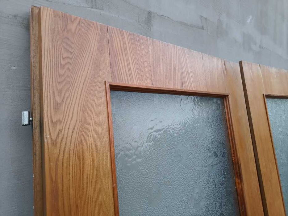 Komplet DRZWI wew. 80cm Drewno Natural SOSNA Okucia Szyba Zamek Klucze