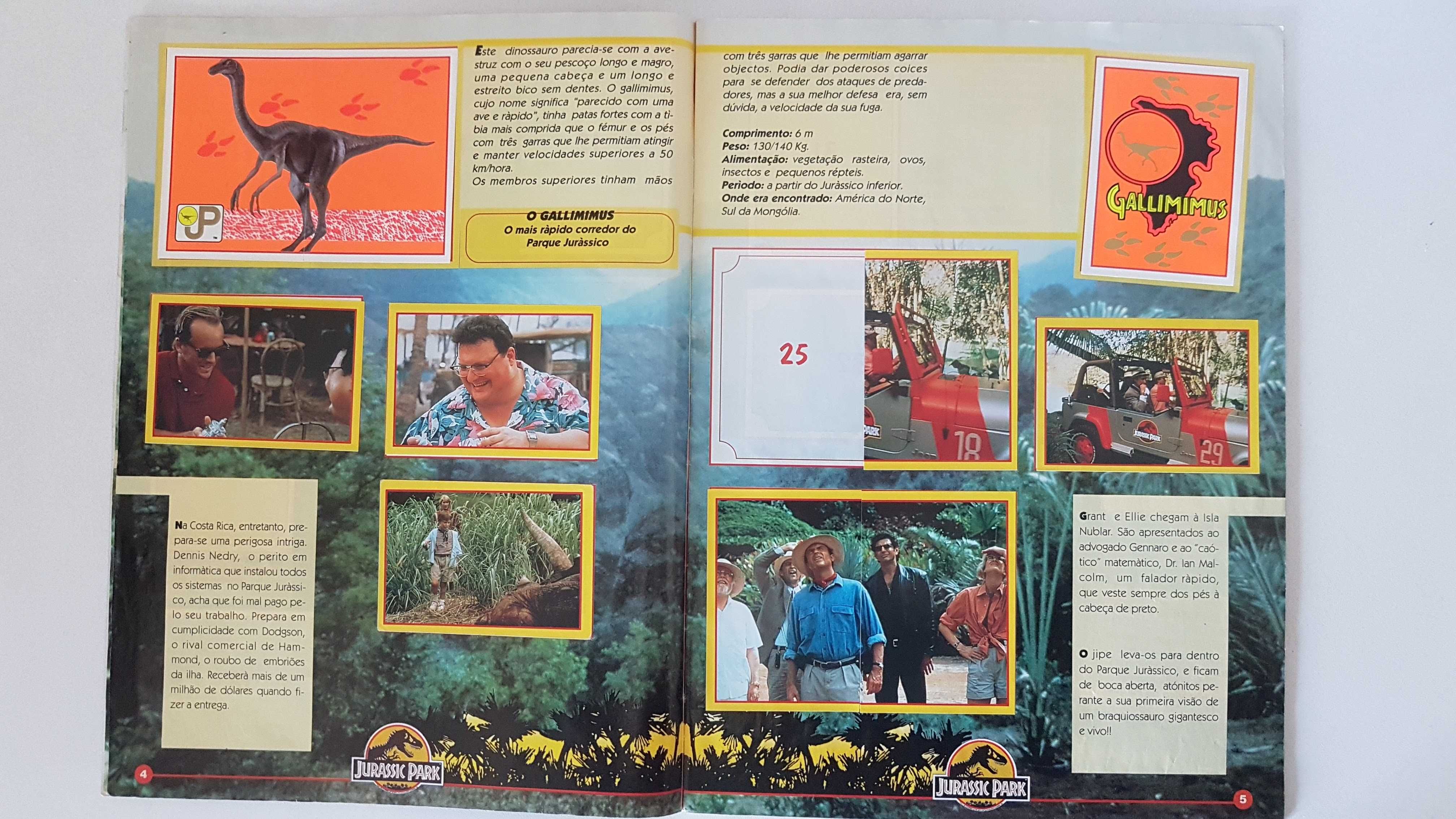 Jurassic Park Caderneta | Merlin| Faltam 39 |Steven Spielberg 1993