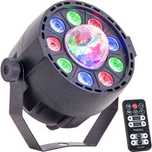 Reflektor PAR LED 9 x 1 W RGB + Kula Disco DMX Mix kolorów + pilot
