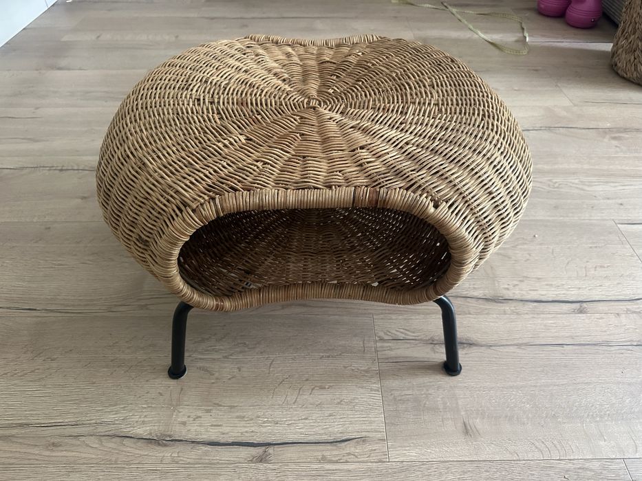 Podnóżek Ikea ze schowkiem, rattan/antracyt GAMLEHULT