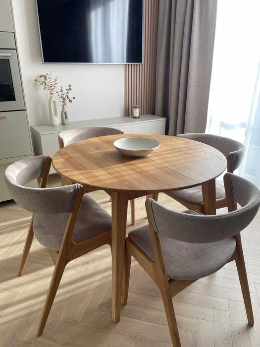 Drewniany stół - dębowy stół - okrągły stół rozkładany - od ręki