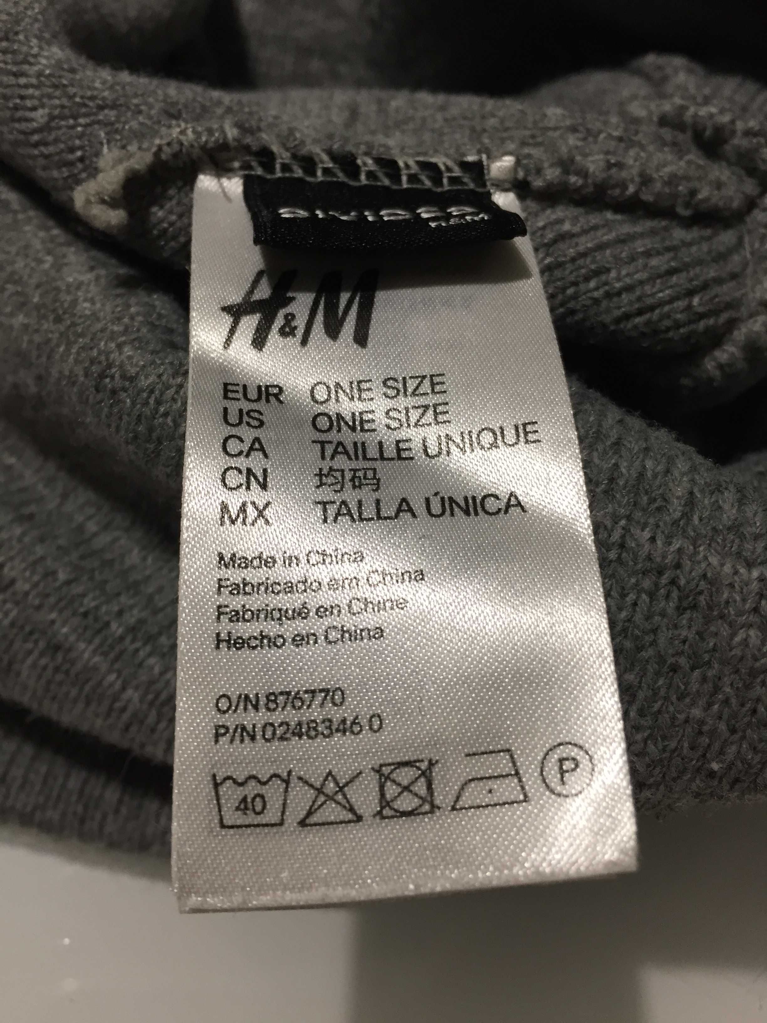 Czapka zimowa H&M szara z napisem Soul damska męska