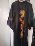 Czarne Kimono szlafrok smok