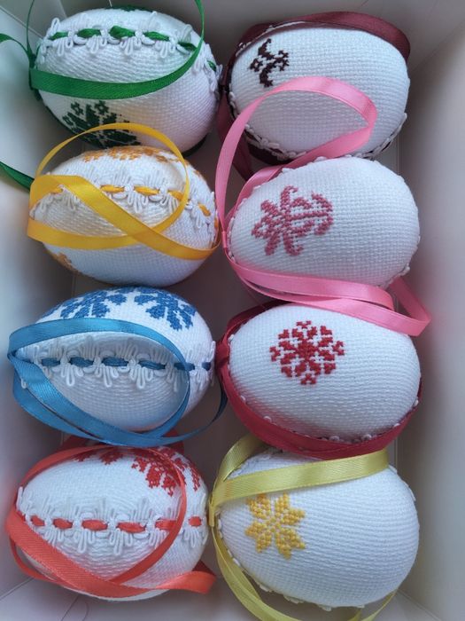 Вишиті новорічні кульки різдвяні прикраси великодня писанка яйце велик