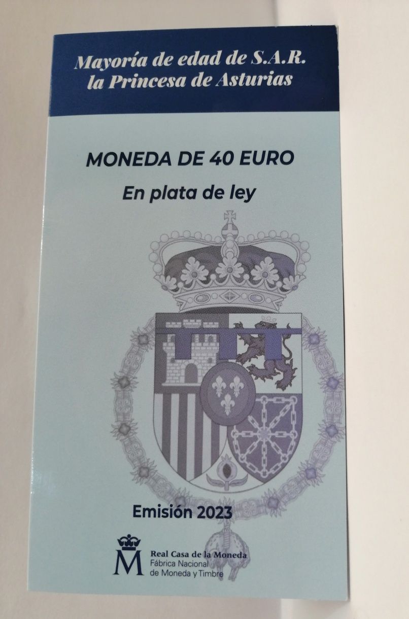 Moeda Prata  Espanha 40 Euros