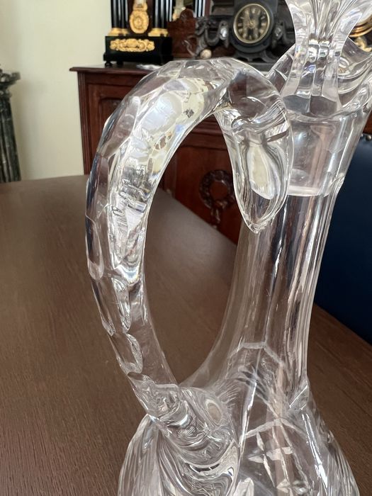 Kryształowa karafka 33cm z uchem i korkiem starocie antyk zabytek