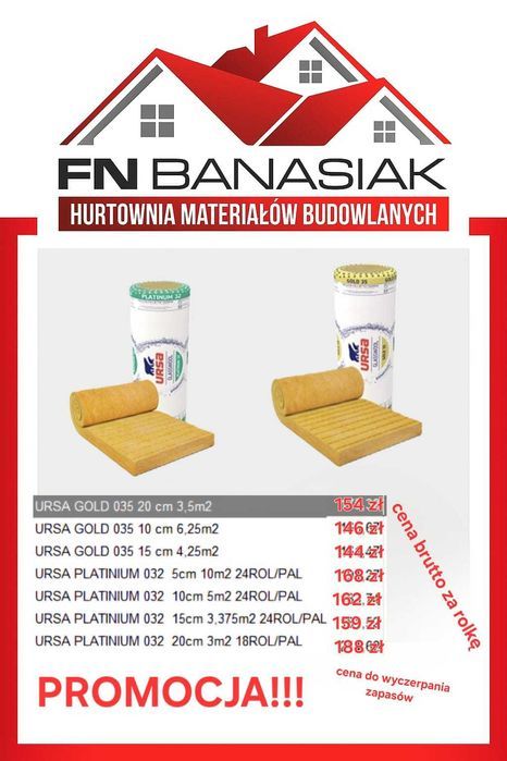 Wełna mineralna URSA GOLD 035 – 20 cm Najlepsza izolacja!  Akustyka